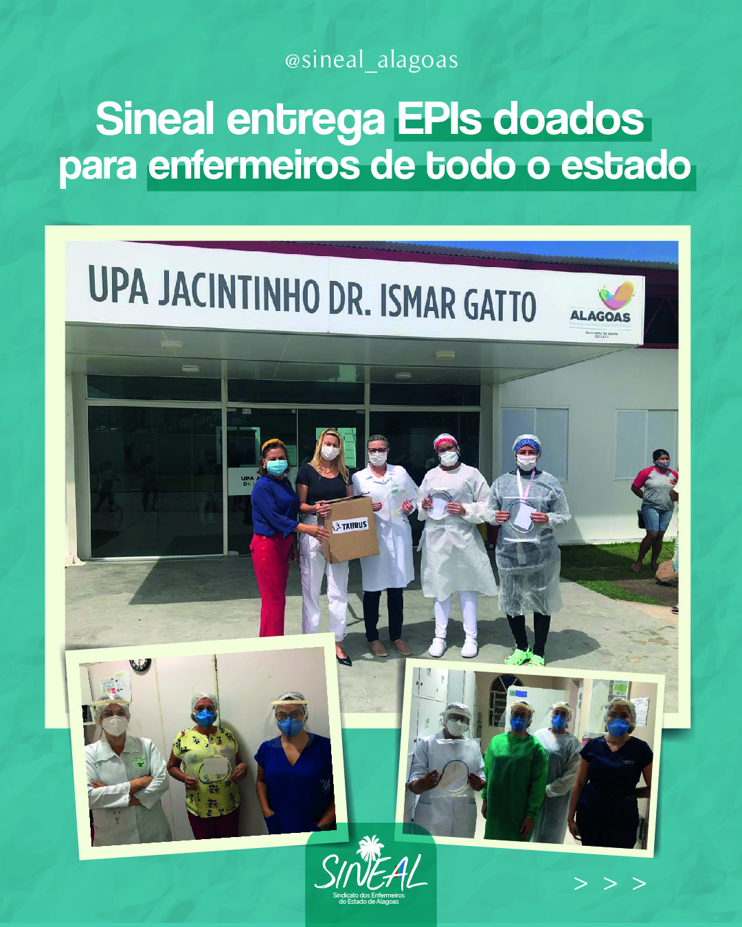 Sineal entrega EPIs doados para os enfermeiros de Alagoas